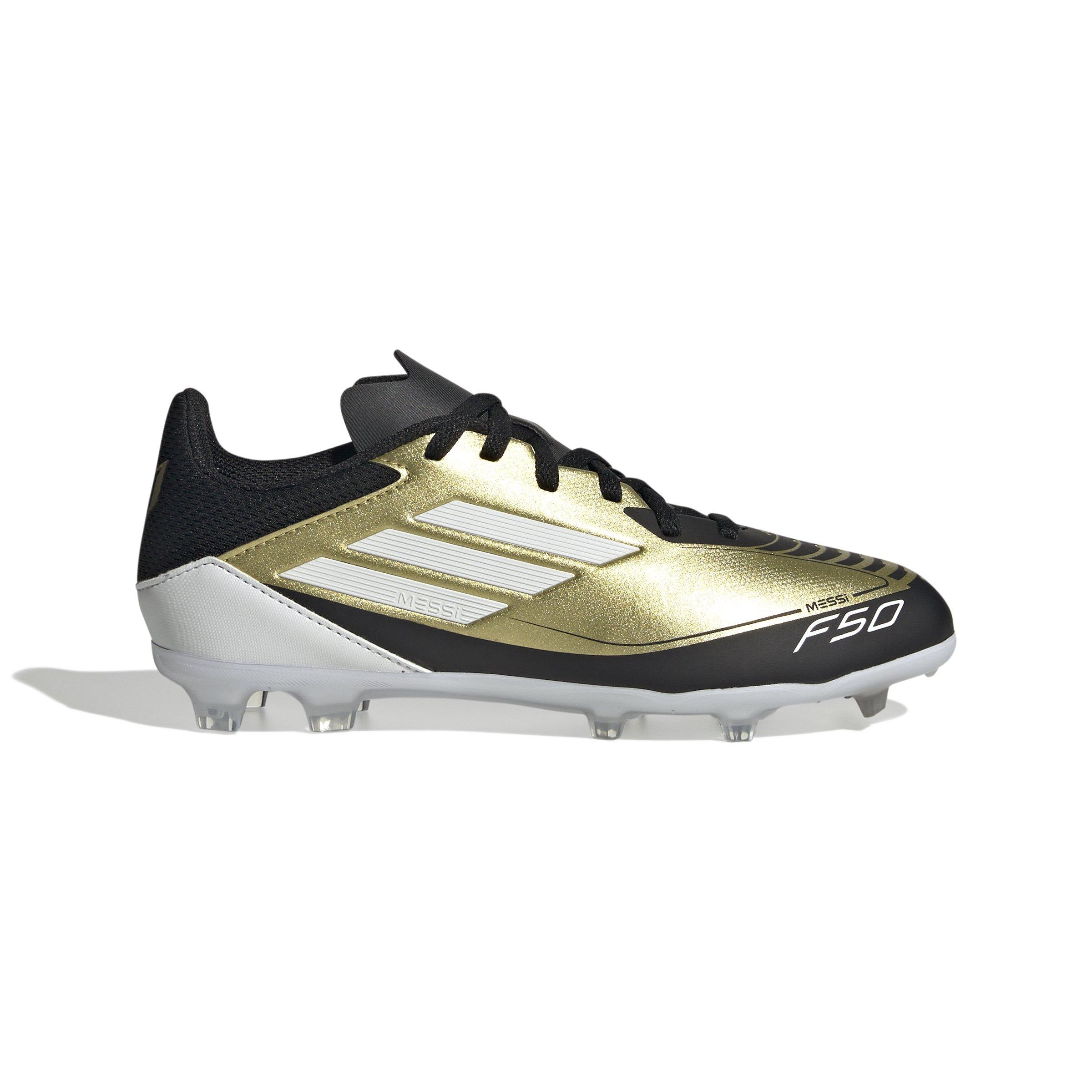 adidas F50 League Messi FG/MG "Gold/White" Grade School Kids' Soccer Cleat